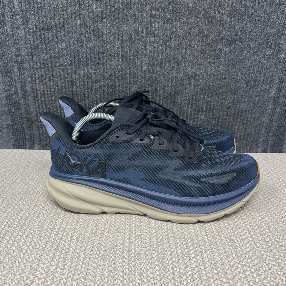 Hoka One One Clifton 9 Black Varsity Navy Blue Athletic Running Shoes Mens 10.5 main image 8